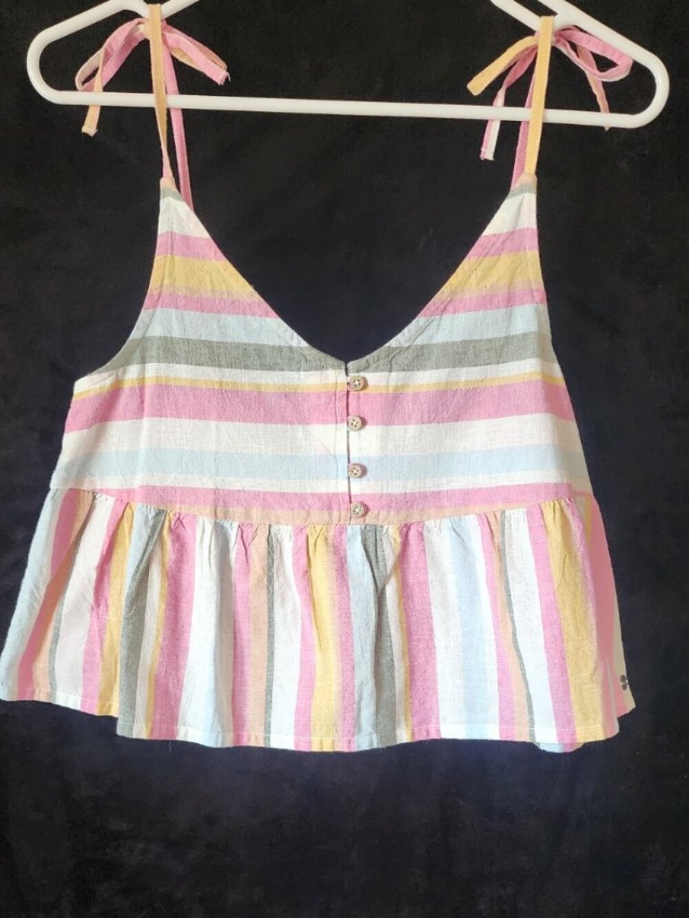 Roxy Open Eyes Stripe Peplum Tank NWT Medium